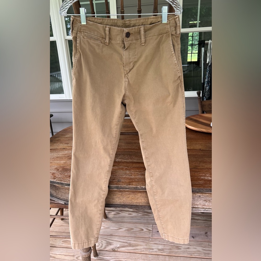 American Eagle Outfitters Straight Leg Pants Camel Tan 5-pocket Flex 28x30